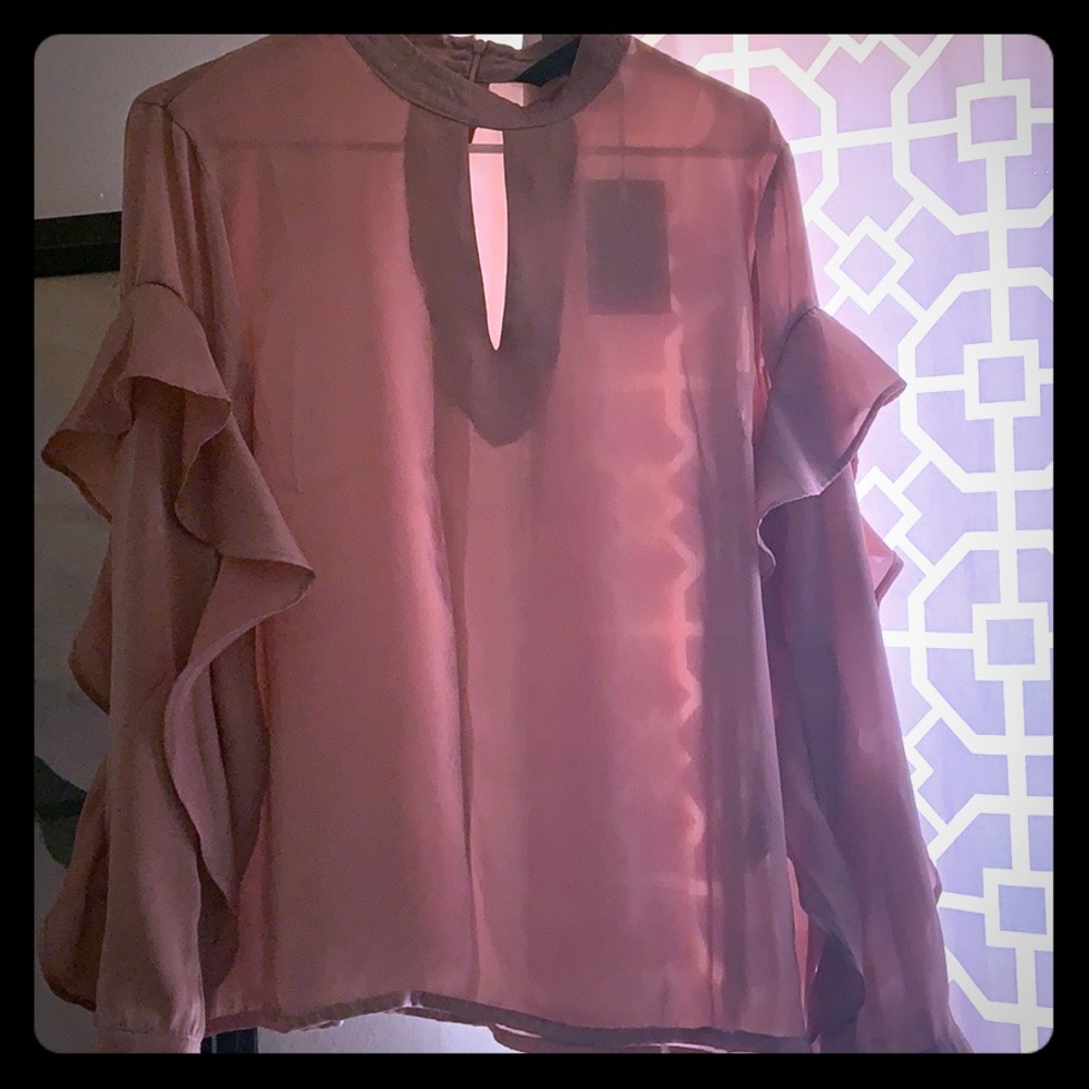Blush pink silk blouse XL